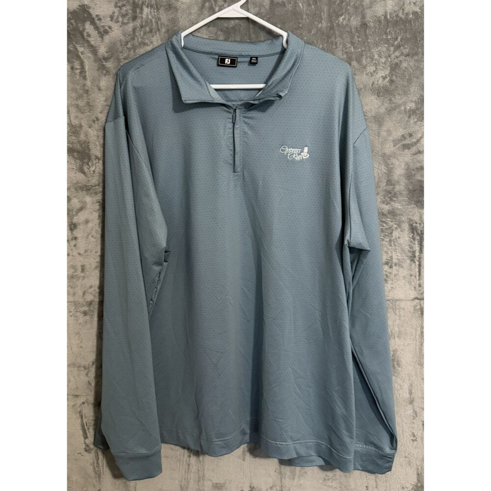 FootJoy FJ Cypress Run Slate Light Blue Teal Quarter Zip Pullover Men's 2XL Golf